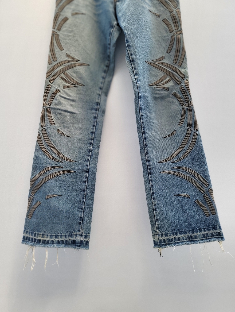 Roberto Cavalli Vintage Y2K Tribal Embroidered Blue Jeans Mens Size Medium W32 - Picture 3 of 16